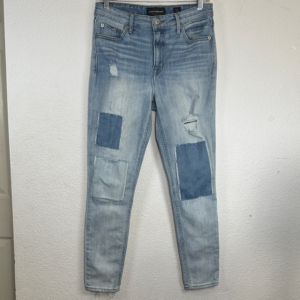 Lucky Brand‎ Jeans Bridgette Skinny Distressed Patch Denim Women 6/28READ